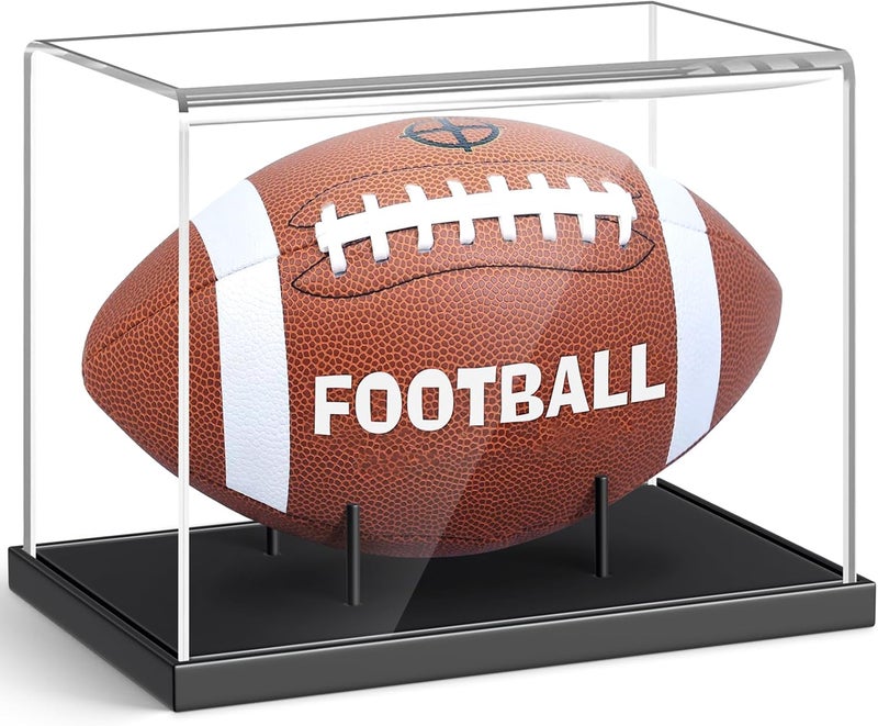 Leffis Football Display Case Full Size, Acrylic Football Case Display Clear, UV Protected Football Display Box Case, Football Cases for Autographed Football, No Assembly Required - Image 1